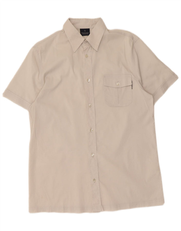Trussardi Jeans Mens Short Sleeve Shirt Medium White Cotton