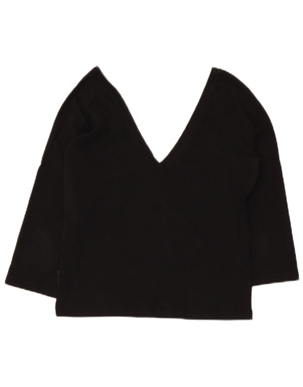 Max & Co. Womens Crop 3/4 Sleeve Blouse Top UK 14 Large Black