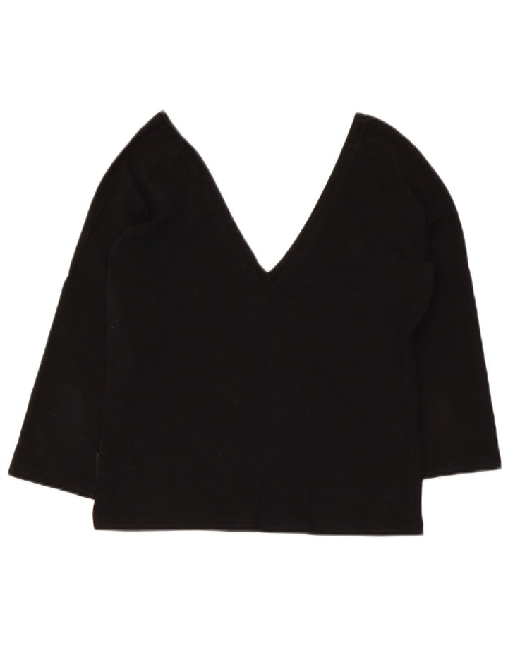 Max & Co. Womens Crop 3/4 Sleeve Blouse Top UK 14 Large Black