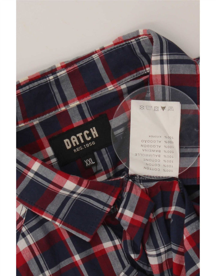 Datch Mens Short Sleeve Shirt 2XL Navy Blue Check Cotton