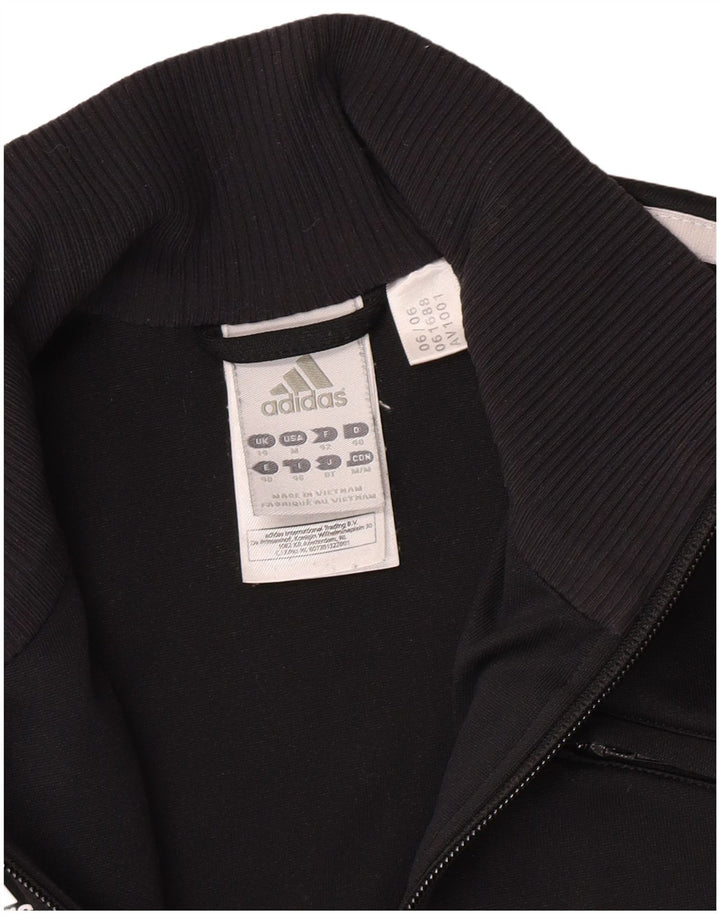 Adidas Womens Crop Tracksuit Top Jacket UK 14 Medium Black Colourblock