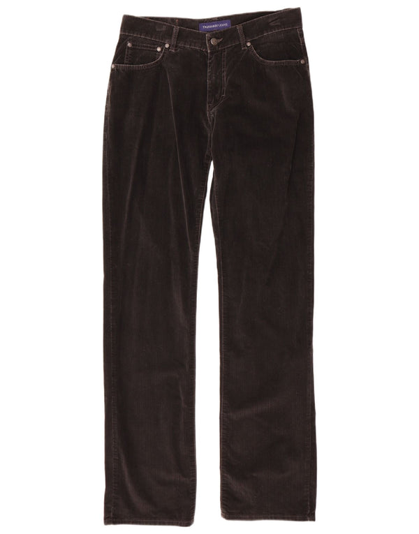 Trussardi Mens Straight Corduroy Trousers W30 L35 Grey Cotton