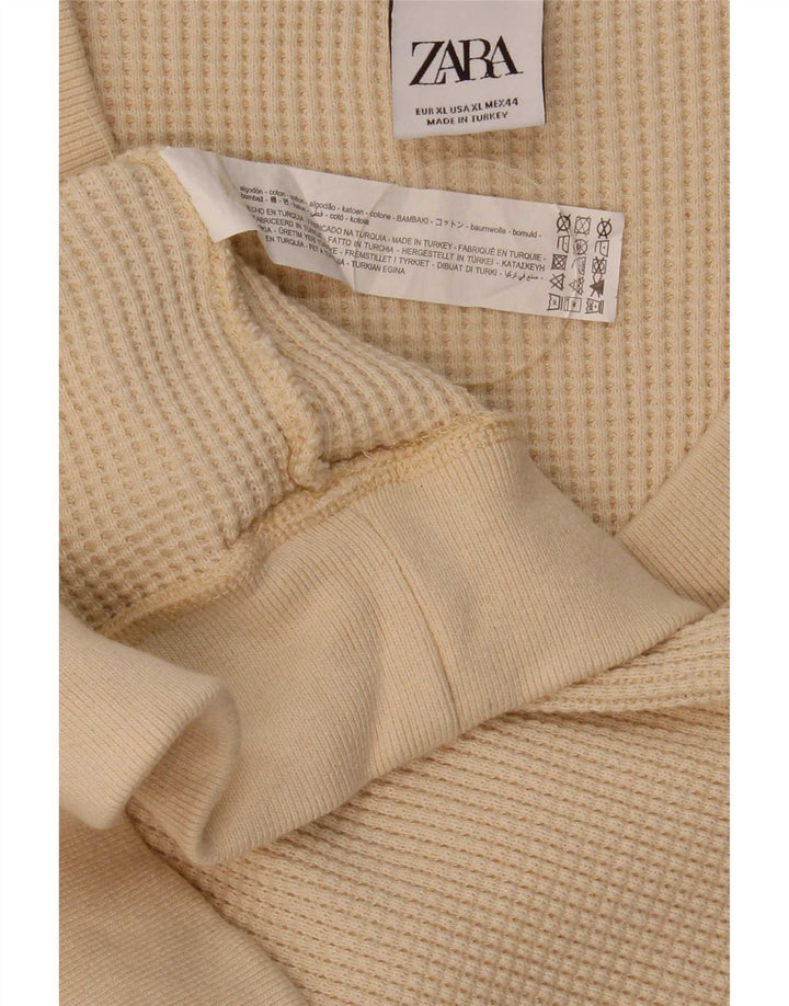Zara Mens Vest Tank Top XL Beige Cotton