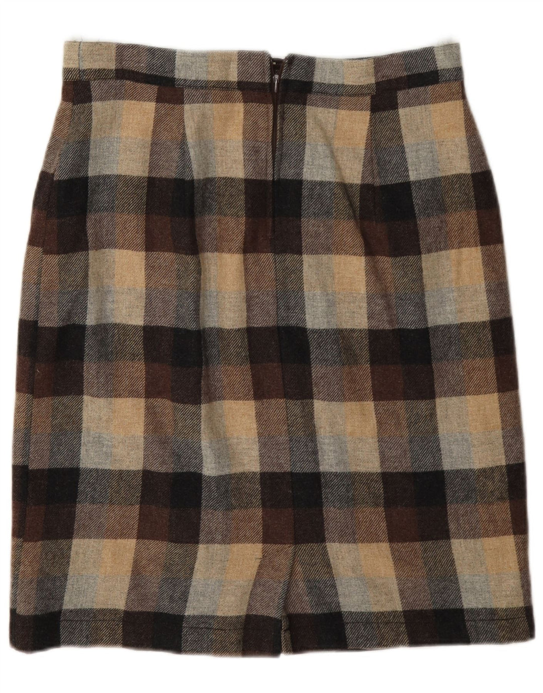 Bardehle Womens Pencil Skirt UK 12 Medium W30 Brown Check Wool