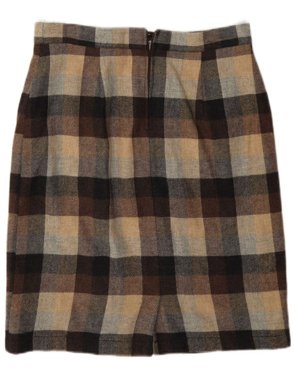 Bardehle Womens Pencil Skirt UK 12 Medium W30 Brown Check Wool