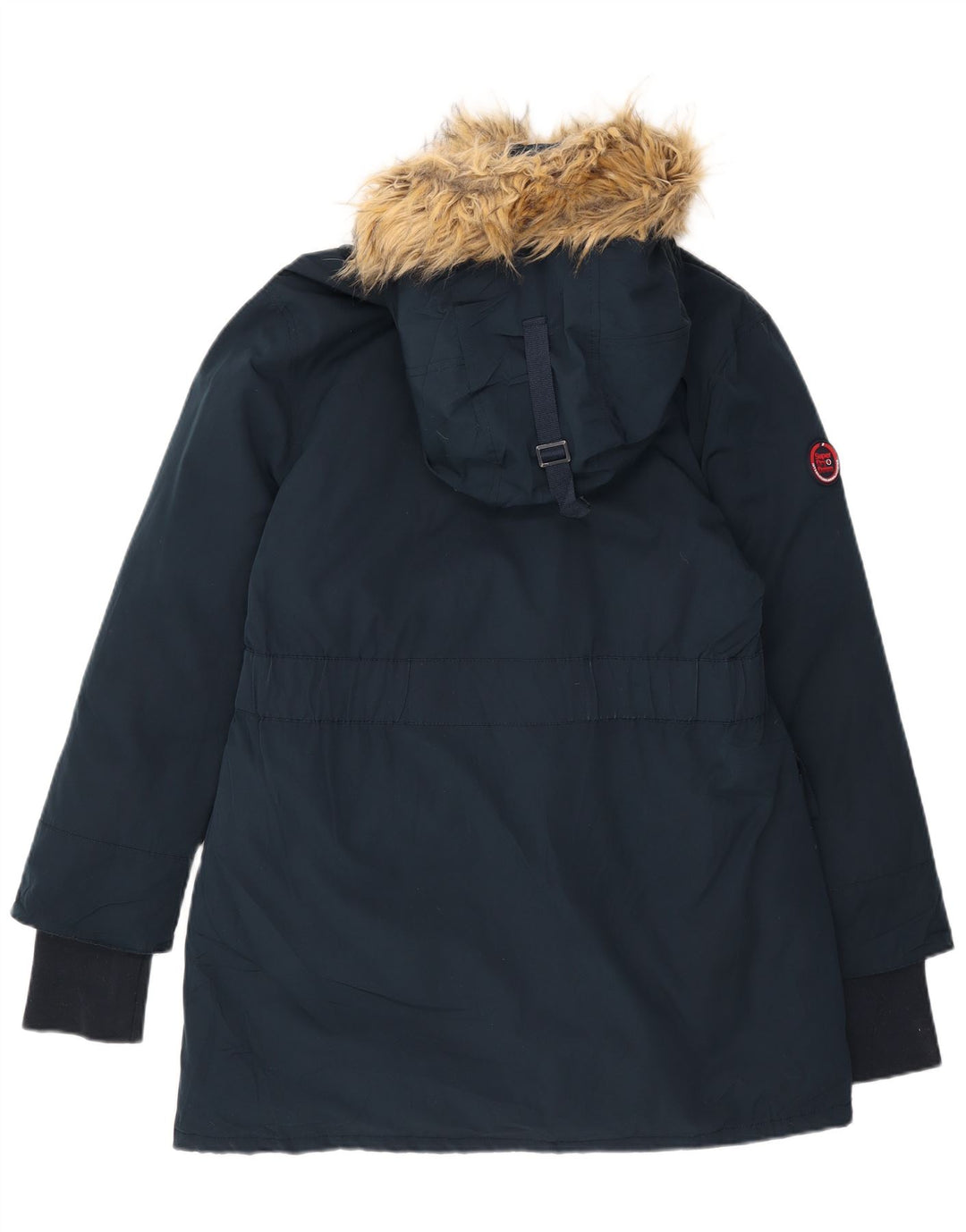 Superdry Womens Hooded Padded Coat UK 16 Large Navy Blue Polyester