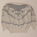C&A Womens Abstract Pattern Boat Neck Jumper Sweater IT 48 XL White Vintage C&A and Second-Hand C&A from Messina Hembry 