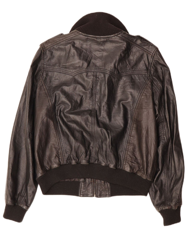 Vintage Mens Military Bomber Leather Jacket UK 38 Medium Black Leather