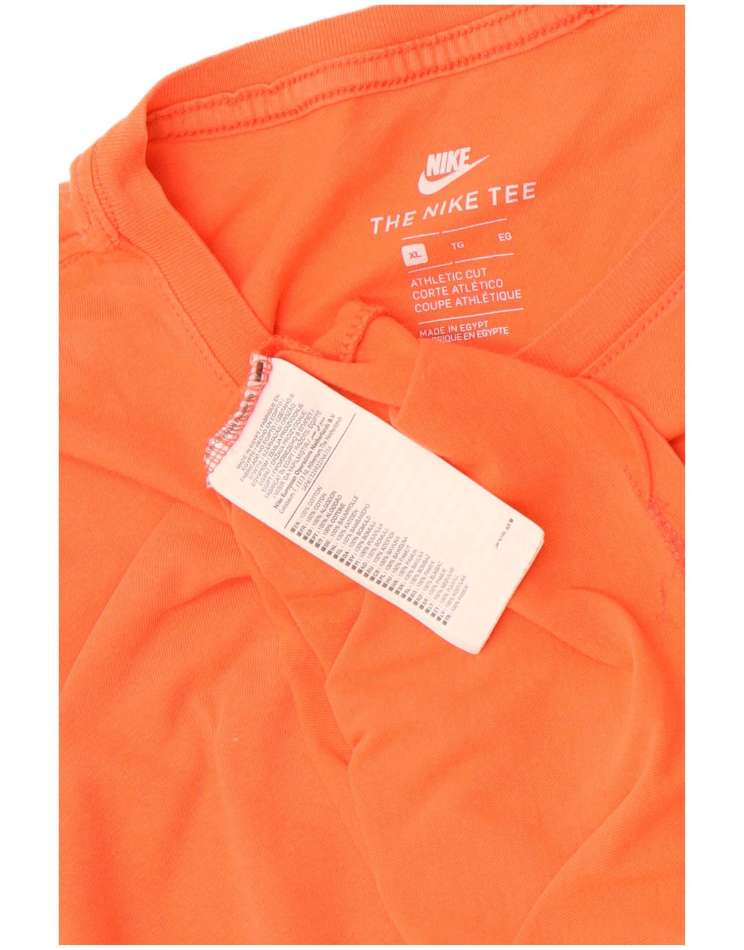 Nike Mens Athletic Cut T-Shirt Top XL Orange Cotton