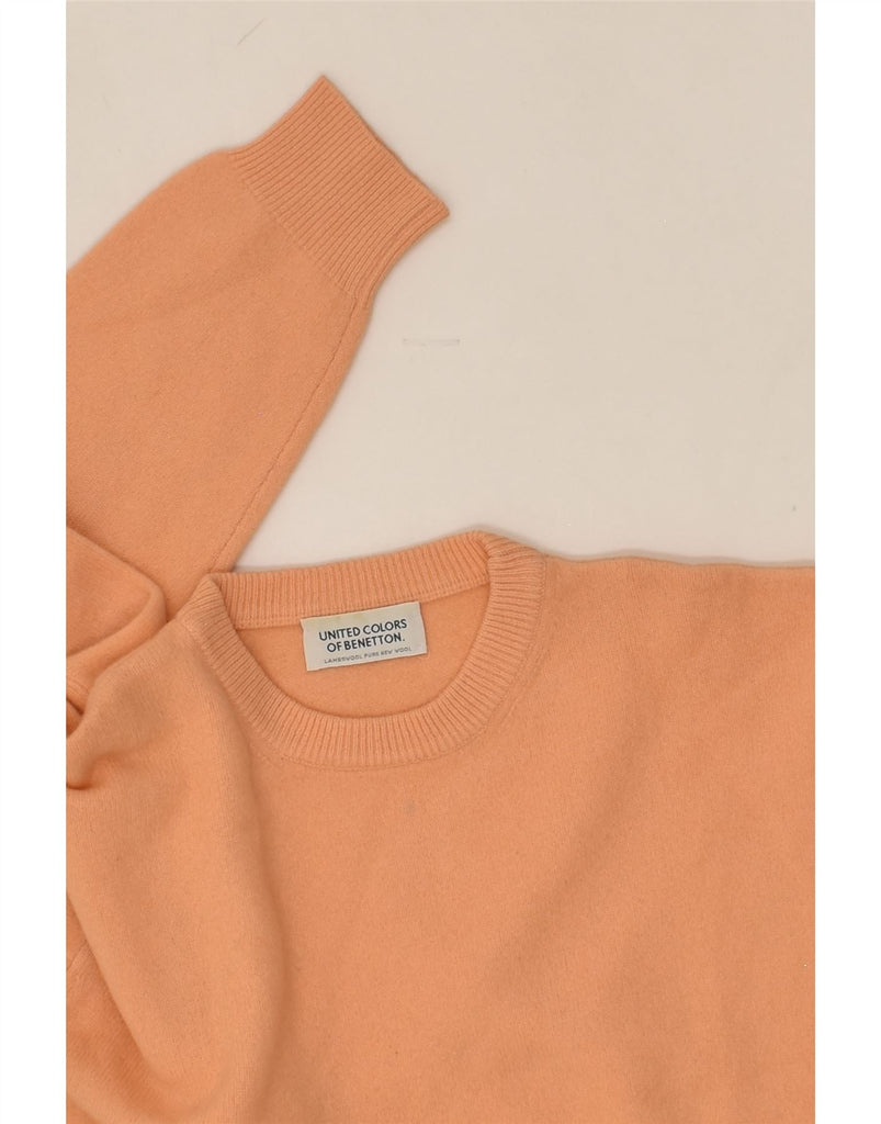 BENETTON Womens Crew Neck Jumper Sweater UK 14 Medium Orange Lambswool | Vintage Benetton | Thrift | Second-Hand Benetton | Used Clothing | Messina Hembry 