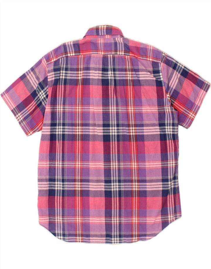 J. CREW Mens Short Sleeve Shirt Large Pink Check Cotton Vintage J. Crew and Second-Hand J. Crew from Messina Hembry 