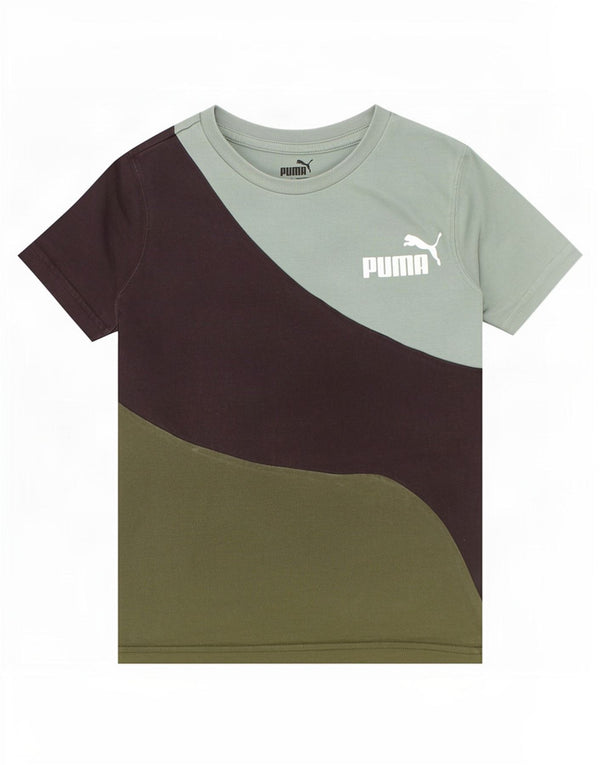 Puma Boys Graphic T-Shirt Top 7-8 Years Green Colourblock
