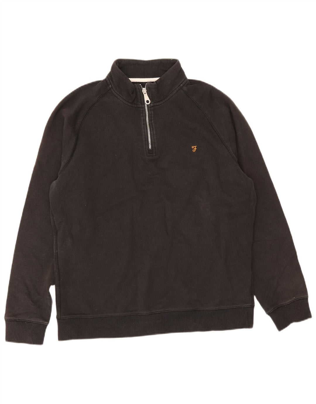 Farah Mens Zip Neck Sweatshirt Jumper XL Black Cotton