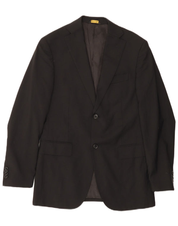 Enrico Coveri Mens 2 Button Blazer Jacket IT 46 Small Black Wool