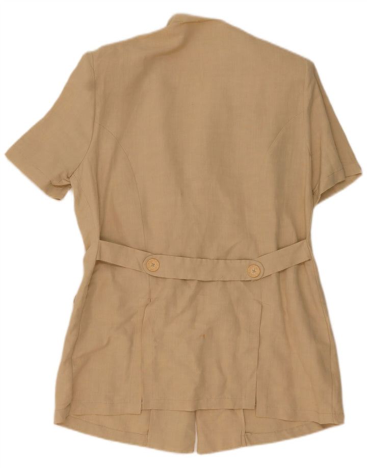 VINTAGE Womens Short Sleeve 3 Button Blazer Jacket IT 46 Large Beige