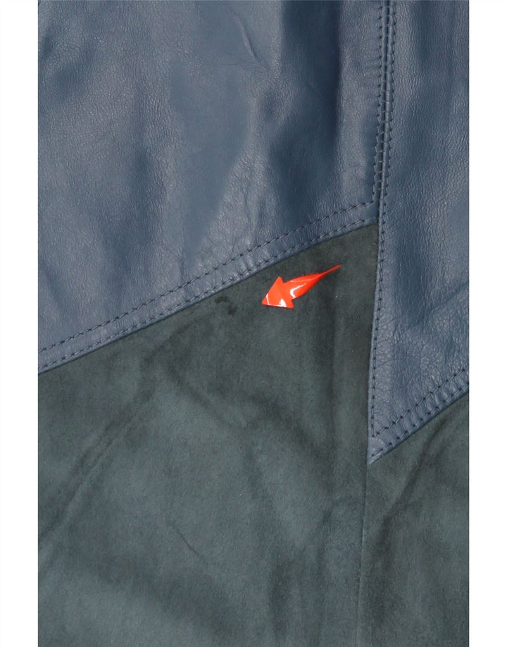 VINTAGE Womens Leather Skirt W30 Medium Blue