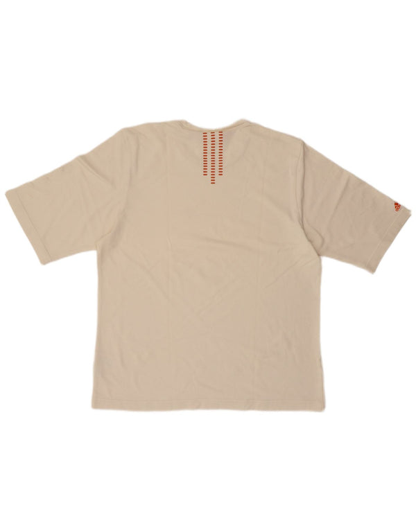 ADIDAS Mens Graphic T-Shirt Top Large Off White Cotton