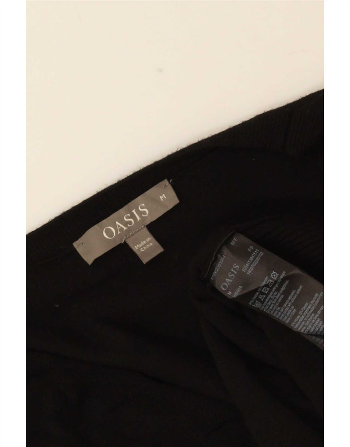 Oasis Womens V-Neck Jumper Sweater UK 14 Medium Black Polyester