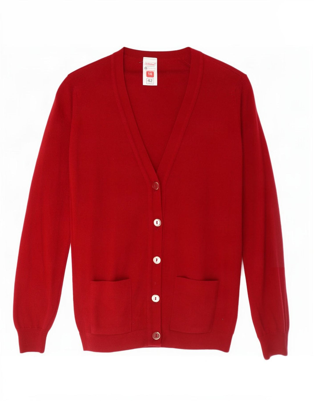 St Michael Womens Cardigan Sweater UK 14 Large Burgundy Wool