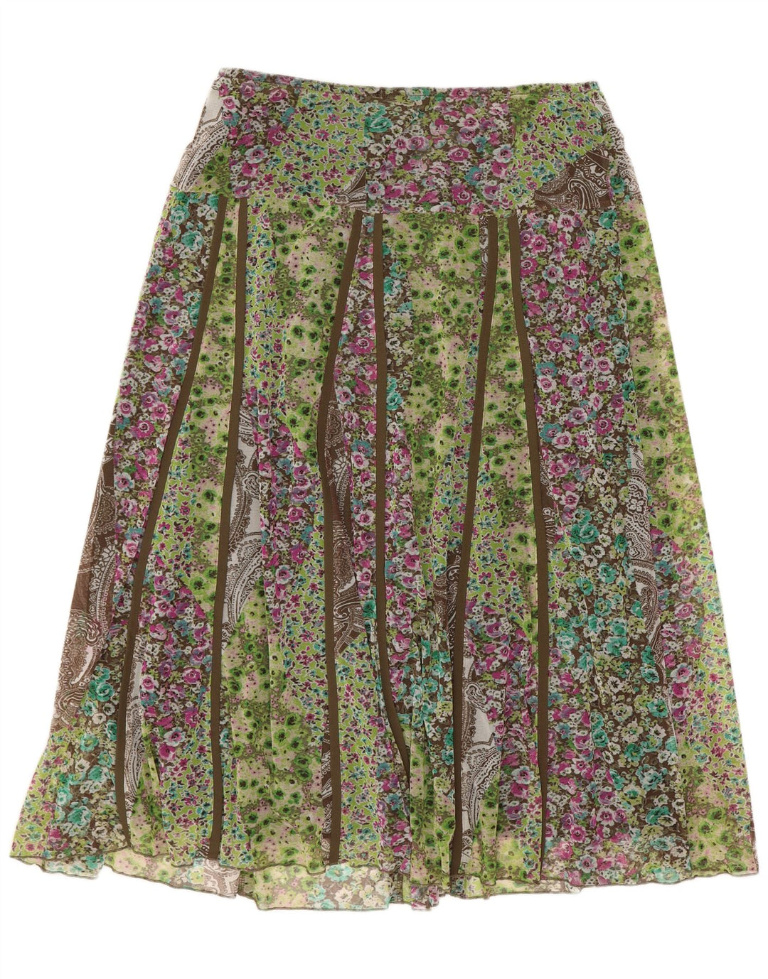 CARLA FERRONI Womens Flared Skirt XL W36 Green Floral Polyamide