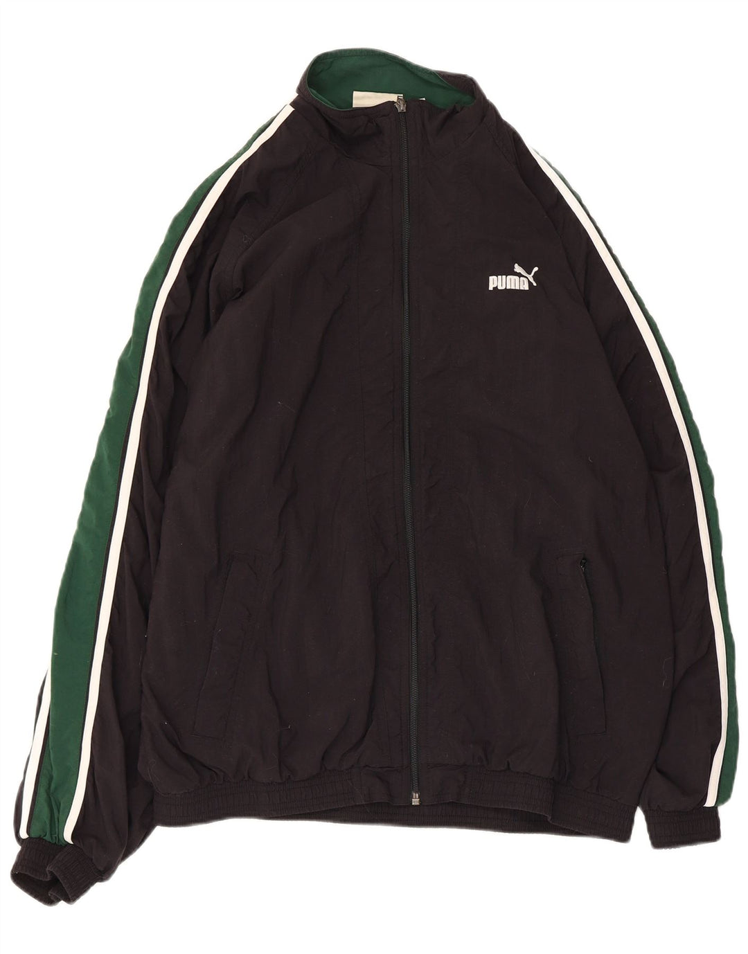 Puma Mens Tracksuit Top Jacket Large Black Colourblock Polyester