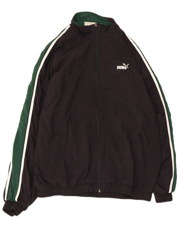 Puma Mens Tracksuit Top Jacket Large Black Colourblock Polyester