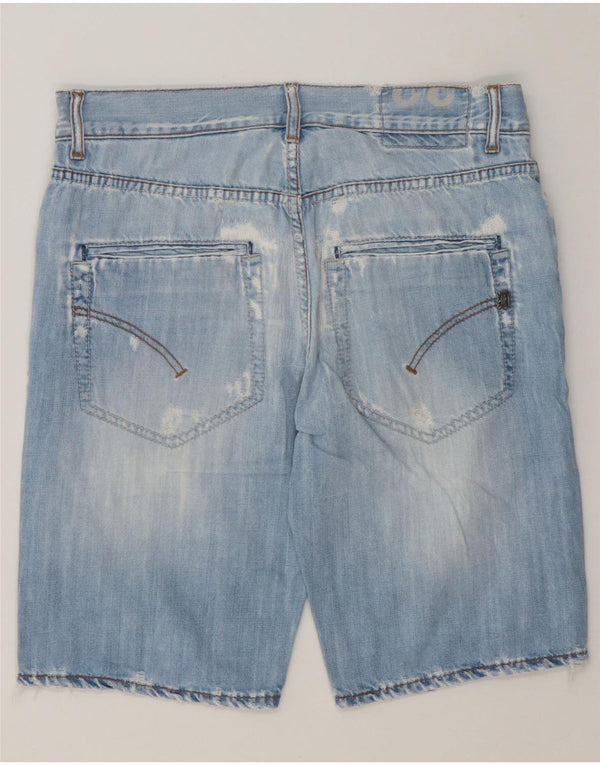 Dondup Mens Distressed Denim Shorts W32 Medium Blue Cotton