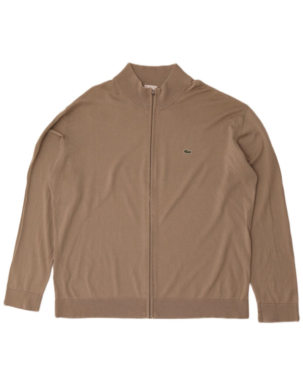 Lacoste Mens Cardigan Sweater Size 10 5XL Beige Cotton
