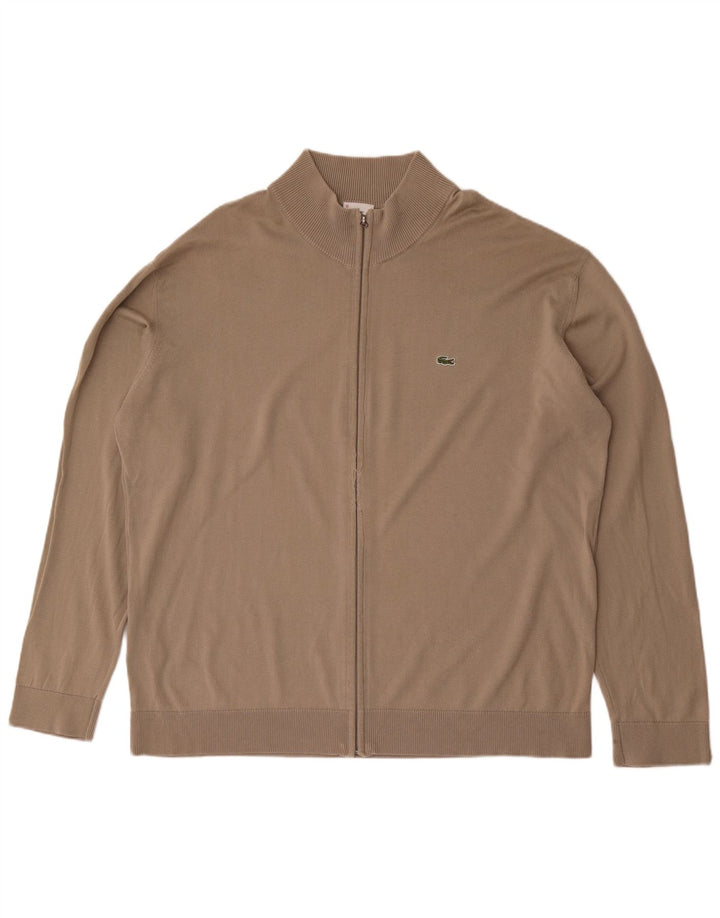 Lacoste Mens Cardigan Sweater Size 10 5XL Beige Cotton
