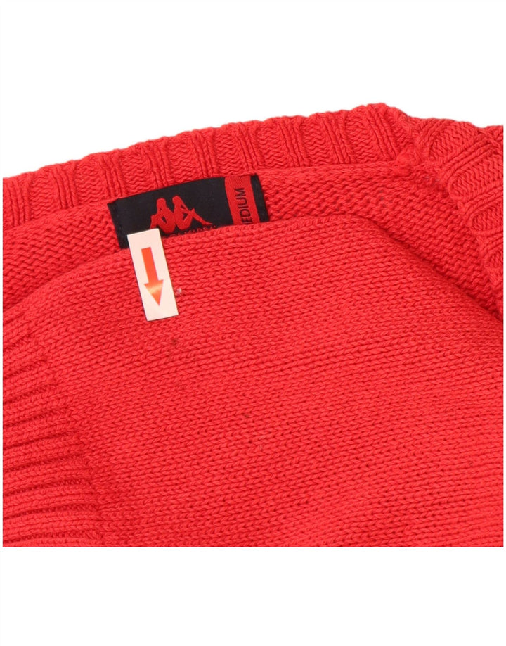 Kappa Mens V-Neck Jumper Sweater Medium Red Cotton
