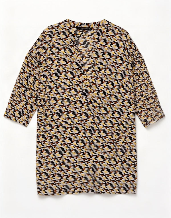 Zara Womens 3/4 Sleeve Shift Dress UK 14 Medium Multicoloured Geometric