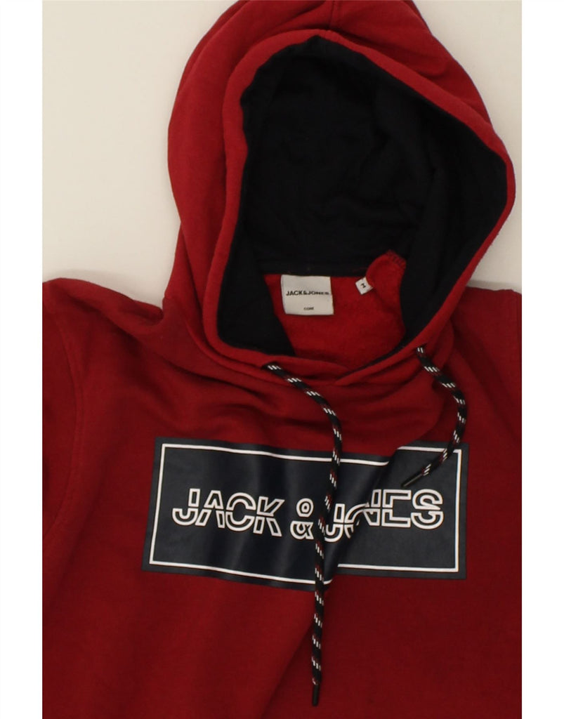 JACK & JONES Mens Graphic Hoodie Jumper Medium Red Cotton | Vintage Jack & Jones | Thrift | Second-Hand Jack & Jones | Used Clothing | Messina Hembry 