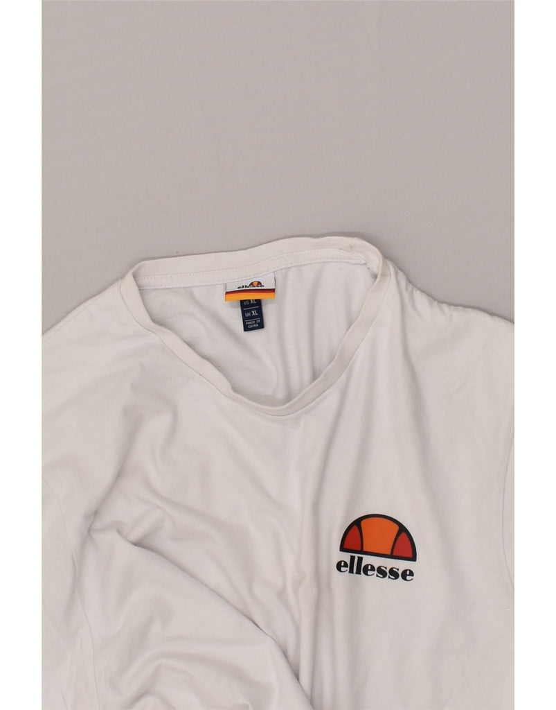 ELLESSE Womens T-Shirt Top UK 18 XL White Cotton | Vintage Ellesse | Thrift | Second-Hand Ellesse | Used Clothing | Messina Hembry 