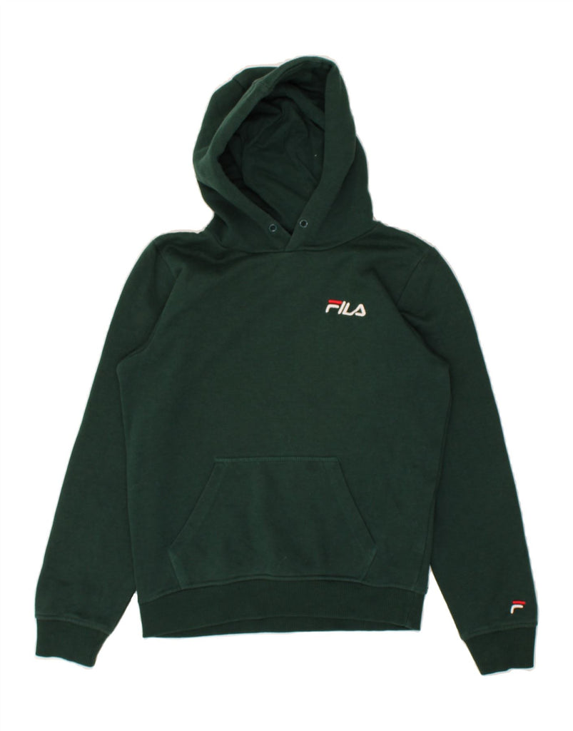 FILA Boys Hoodie Jumper 13-14 Years XL Green Cotton | Vintage Fila | Thrift | Second-Hand Fila | Used Clothing | Messina Hembry 