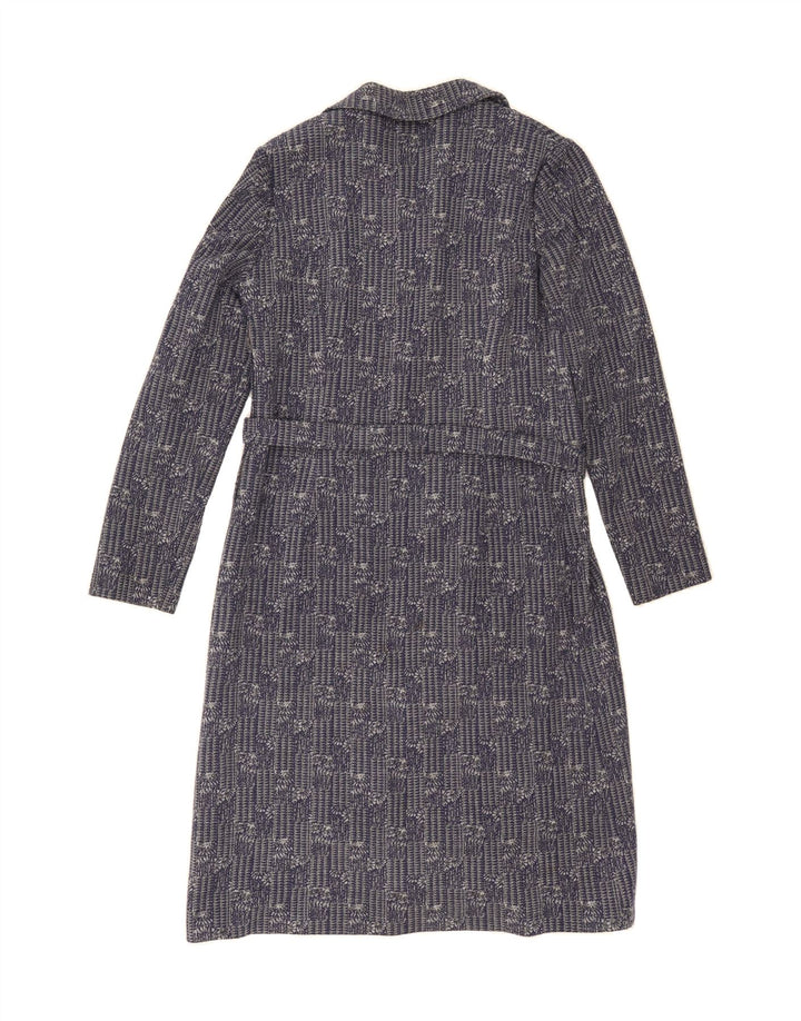 VINTAGE Womens Long Sleeve Shift Dress UK 14 Medium Navy Blue Vintage Vintage and Second-Hand Vintage from Messina Hembry 