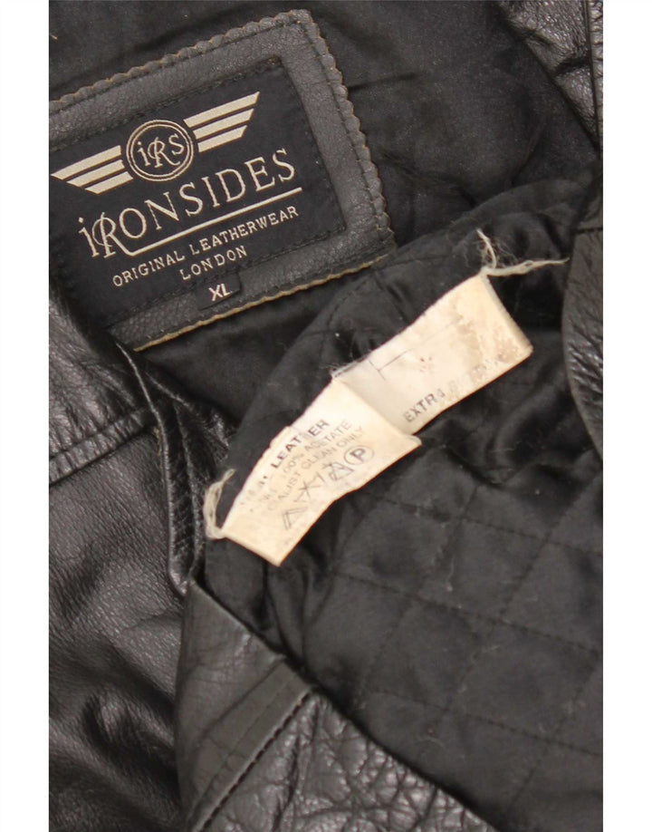 Ironsides Mens Leather Jacket UK 42 XL Black