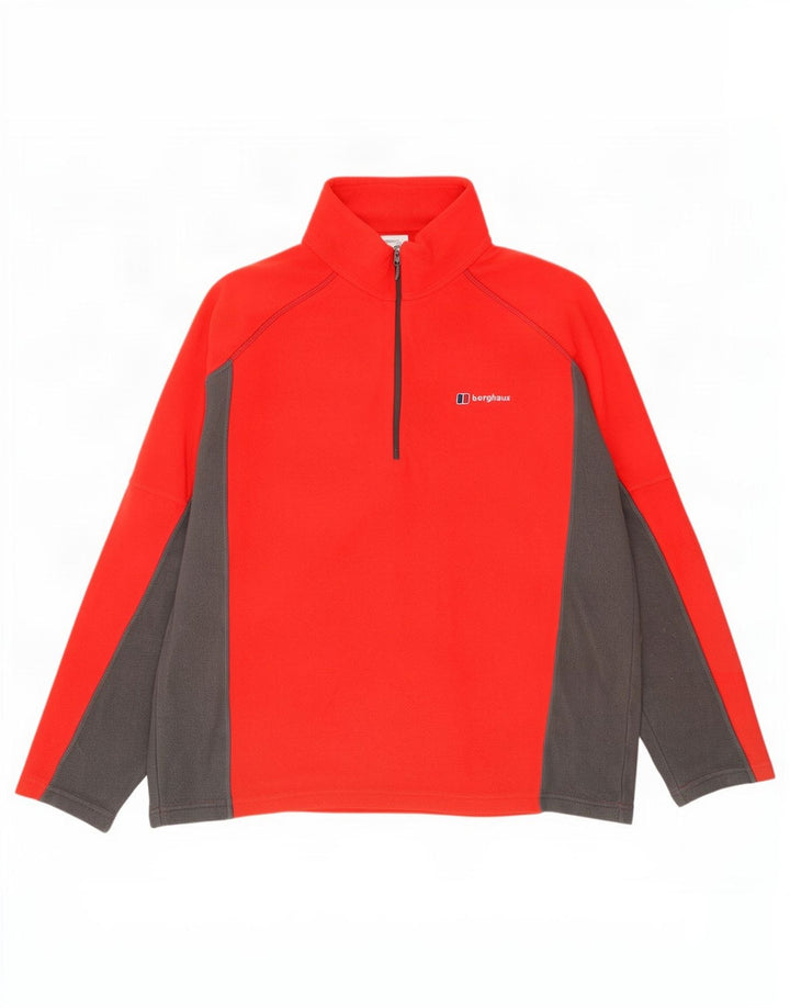 Berghaus Mens Zip Neck Fleece Jumper Medium Red Colourblock Polyester
