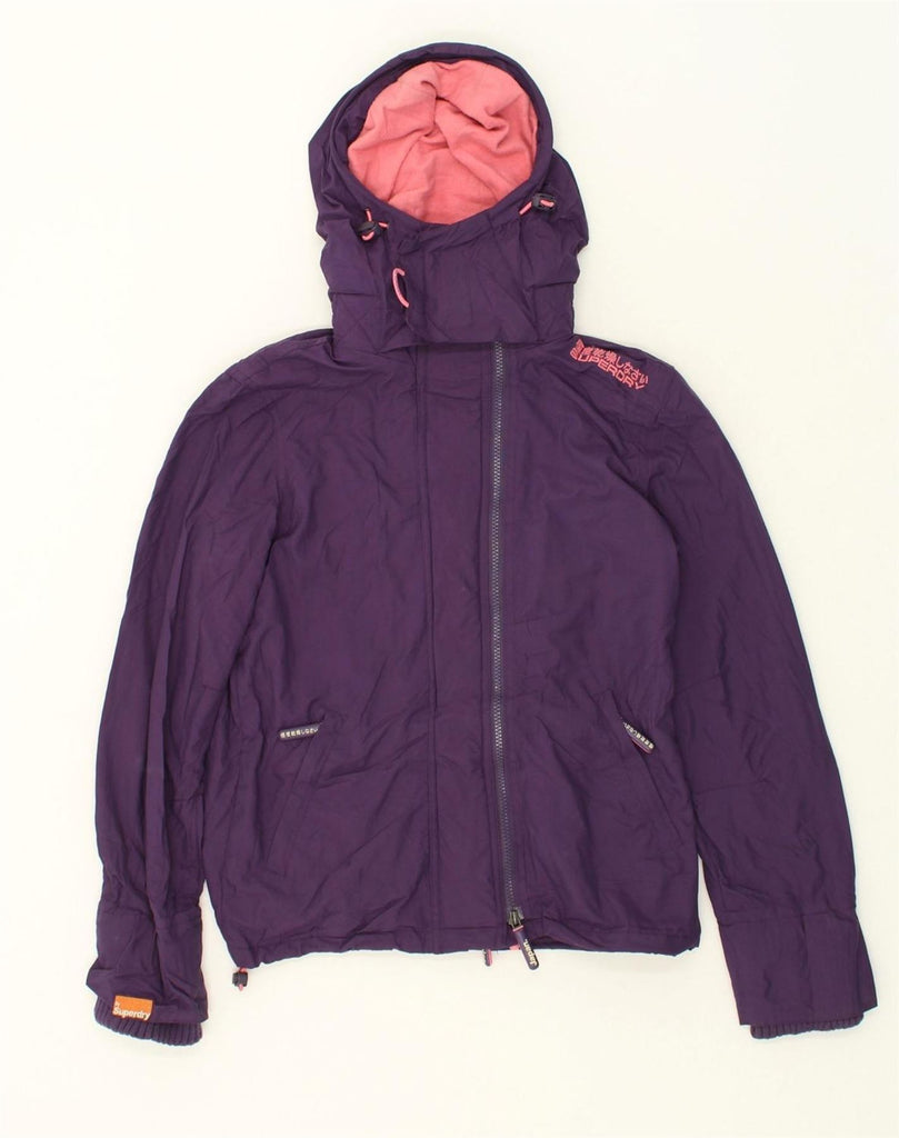 SUPERDRY Womens Windcheater Hooded Windbreaker Jacket UK 10 Small Purple | Vintage Superdry | Thrift | Second-Hand Superdry | Used Clothing | Messina Hembry 