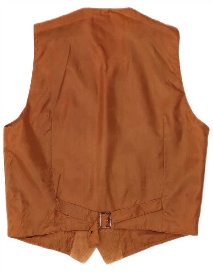 Vintage Mens Suede Waistcoat Medium Brown Leather