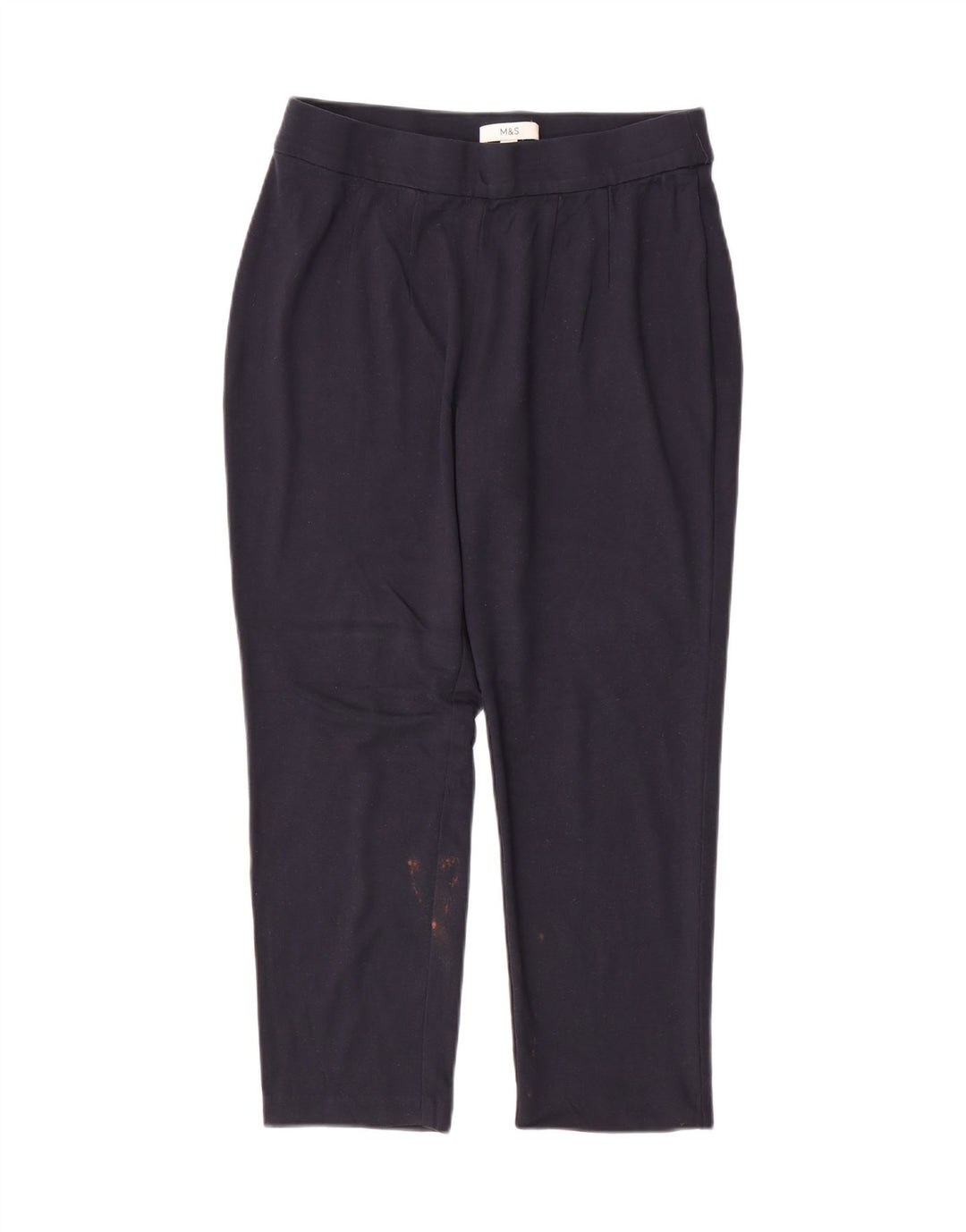 Marks & Spencer Womens Cropped Trousers UK 14 Medium W30 L25 Navy Blue
