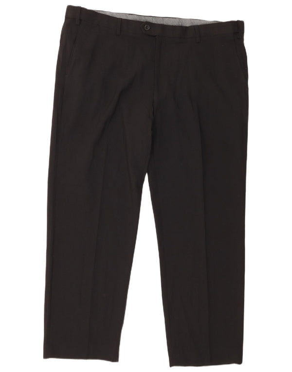 Marks & Spencer Mens Straight Regular Suit Trousers W42 L29 Black Polyester