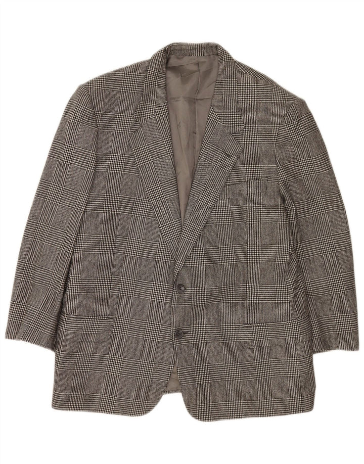 Valentino Mens 2 Button Blazer Jacket IT 54 2XL Grey Houndstooth