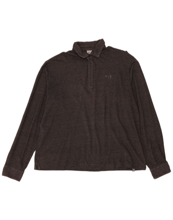 Slam Mens Long Sleeve Polo Shirt 3XL Grey Flecked