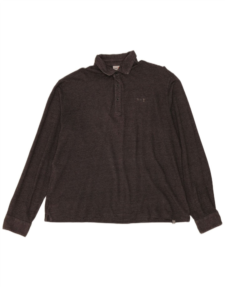 Slam Mens Long Sleeve Polo Shirt 3XL Grey Flecked