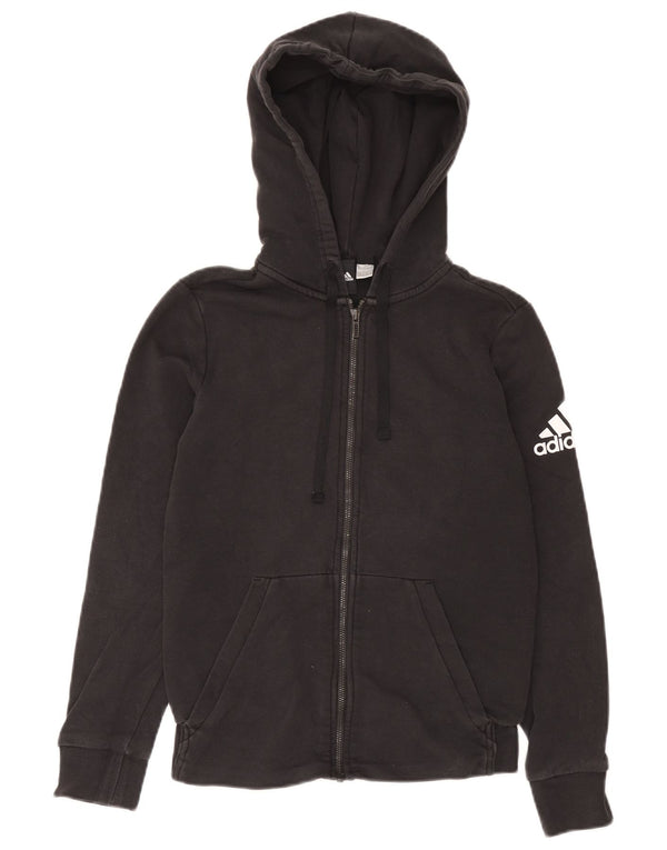 Adidas Womens Zip Hoodie Sweater UK 10 Small Black