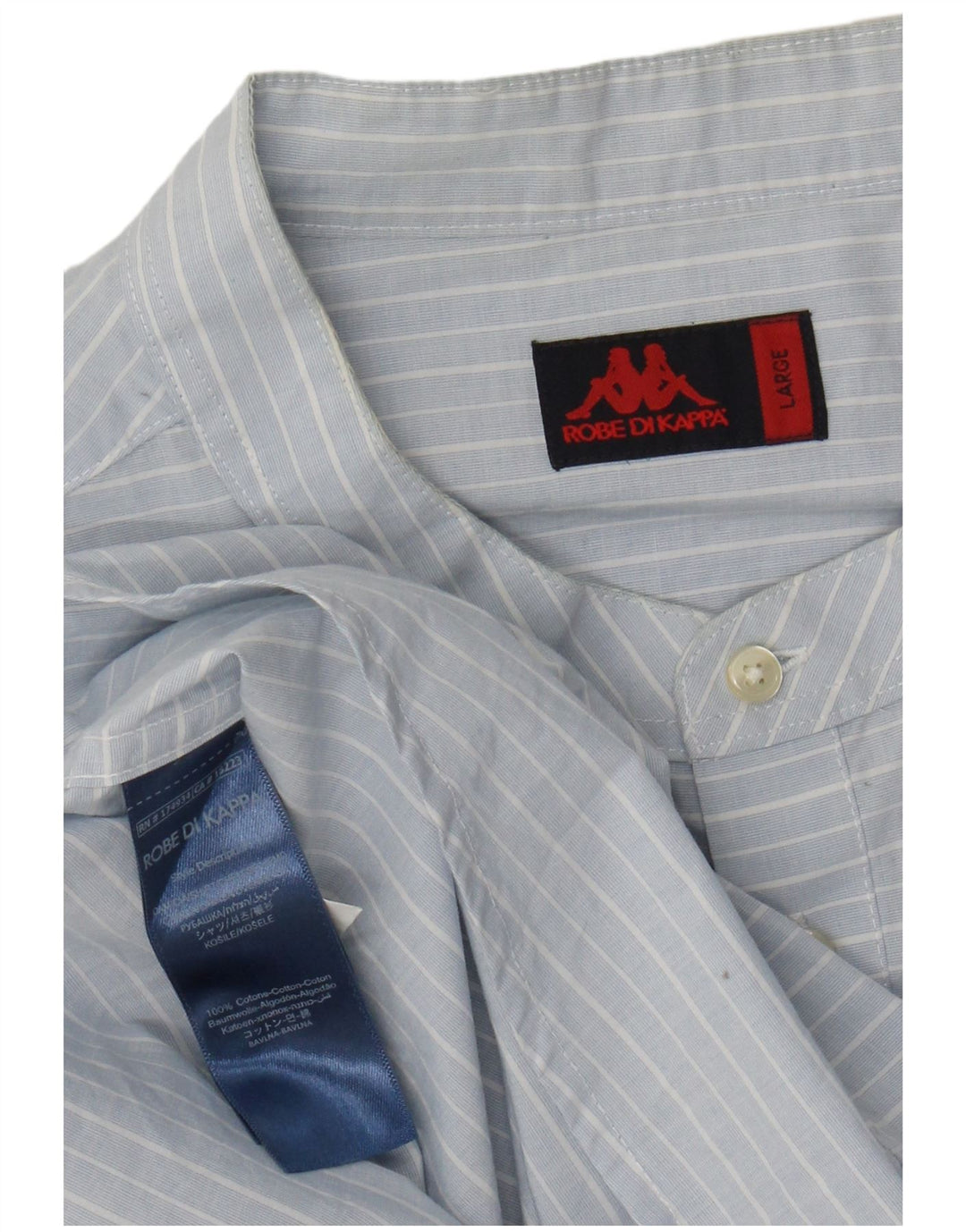 Kappa Mens Pullover Shirt Large Blue Pinstripe Cotton