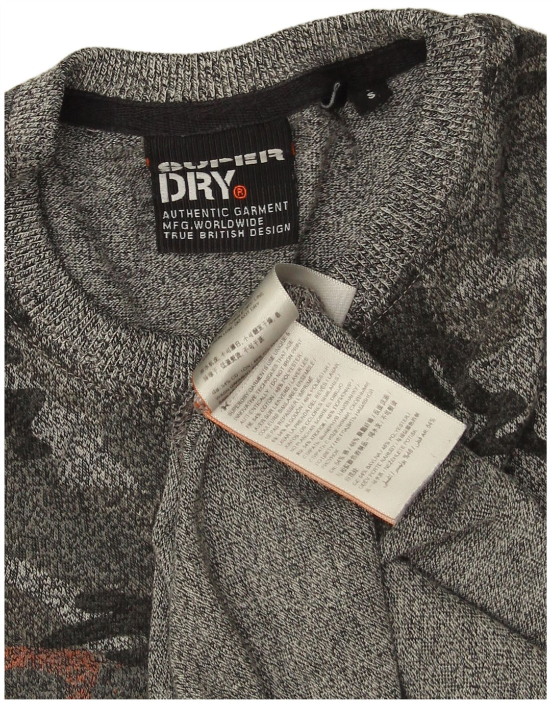 SUPERDRY Mens Graphic T-Shirt Top Small Grey Camouflage Cotton