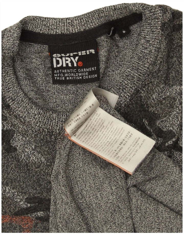 SUPERDRY Mens Graphic T-Shirt Top Small Grey Camouflage Cotton
