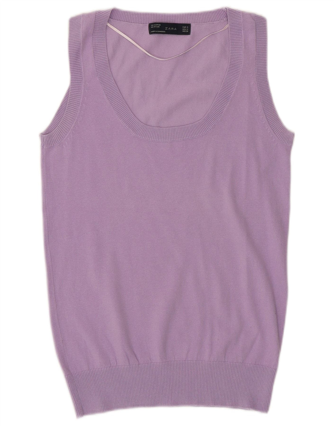 ZARA Womens Vest Tank Top UK 14 Medium Purple Cotton