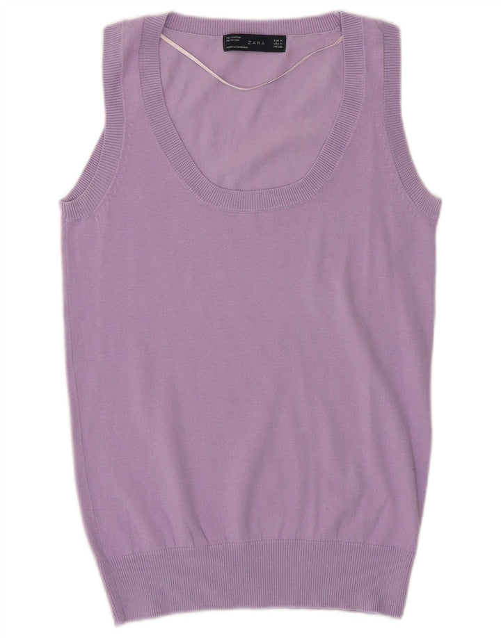 ZARA Womens Vest Tank Top UK 14 Medium Purple Cotton